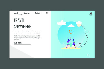 Time to travel banner. Travel around the world. Vector illustration in flat style modern design.