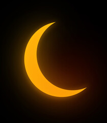 the beautiful crescent moon on black background. beautiful moon radiates a soothing light at night. sky object on black background.