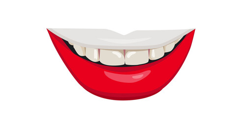 The flag of Poland on the lips. A woman's smile with white teeth. Vector illustration.