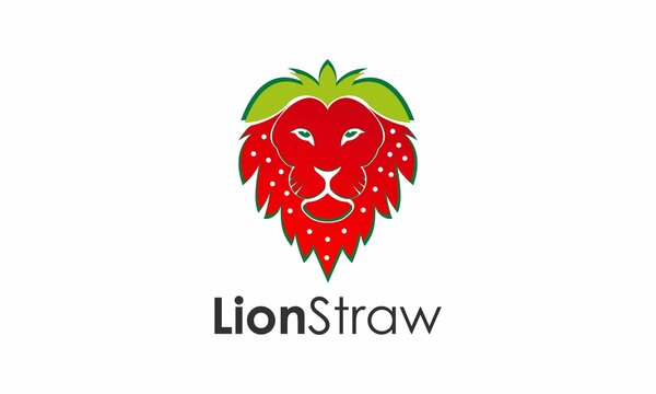 strawberry lion unique design logo