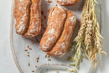 Homemade buns for tasty breakfast. Buns from the bakery.