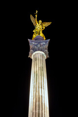 Friedensengel monument in Munich on a summer night
