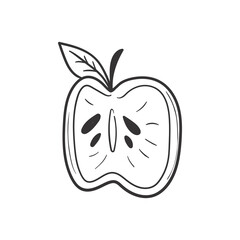 Hand drawn autumn Apple doodle colorless illustrations. Сute vector objects. Illustrations for poster, background or card.