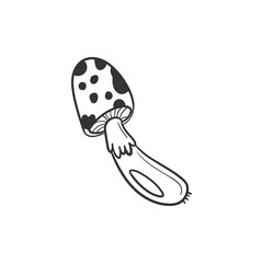 Hand drawn autumn mushroom doodle colorless illustrations. Сute vector objects. Illustrations for poster, background or card.