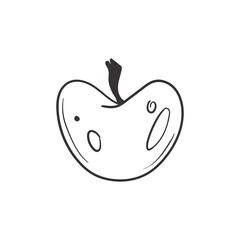 Hand drawn autumn Apple doodle colorless illustrations. Сute vector objects. Illustrations for poster, background or card.