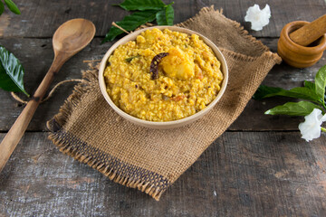 Khichdi or Khichadi, a popular Indian recipe. The food is made of dal or lentils and rice combined...