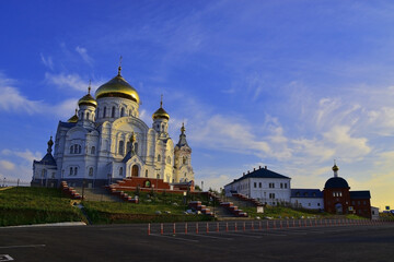 Fototapeta na wymiar Nicholas Church and the fraternal building of St. Nicholas (Belogorsk) Monastery