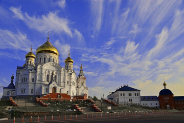 Fototapeta na wymiar Nicholas Church and the fraternal building of St. Nicholas (Belogorsky) Monastery