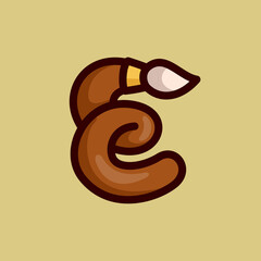 E letter logo made of a paint brush.