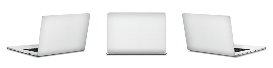 Laptop backside mockup isolated on white background