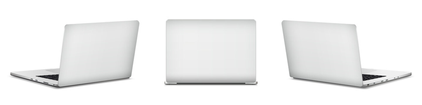 Laptop backside mockup isolated on white background