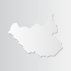 South Sudan map paper on a gray background. Vector illustration eps10