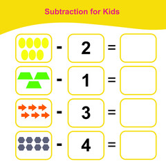Counting Game for Preschool Children. Math Worksheet for Preschool. Geometric shapes theme. Educational printable math worksheet. Additional math for kids. Vector illustration. 