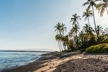 Black Sand on Kiholo Bay Beach, Hawaii Island, Hawaii, USA