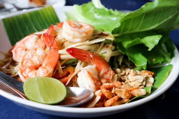 papaya salad, som tam or spicy shrimp salad