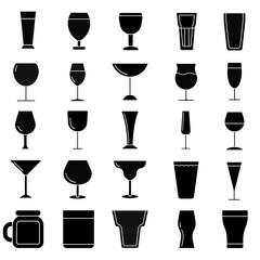 Wineglass icon vector set. alcoholic drink illustration sign collection. goblet symbol. Bar logo.