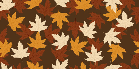 Autumn. Seamless pattern with autumn maple leaves. Background for textile or book covers, wallpapers, design, graphic art, printing, hobby, invitation. Vector illustration