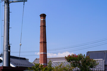 日本の酒蔵、赤レンガの煙突