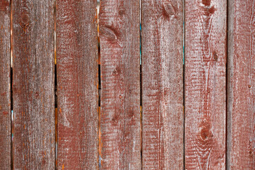 Grunge orange wood texture with scuffs and inclusions. Close-up image of a natural aged fence