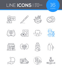 Medical professions - line design style icons set