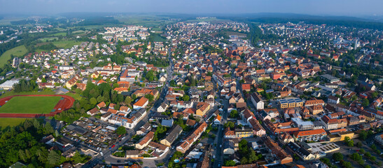 Aerial view of the city zirndorf in Germany, Bavaria on a sunny day in Spring