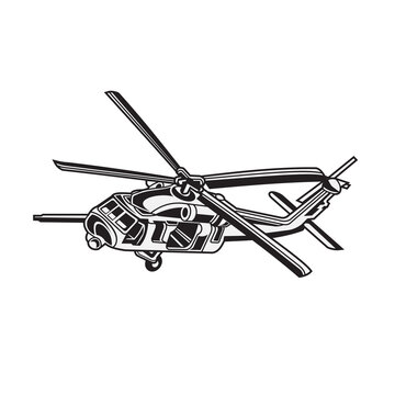 Blackhawk helicopter vector design isolated on white background