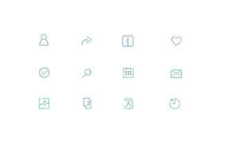 Icon set of various icons like search, heart info