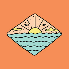 Beach sunset summer graphic illustration vector art t-shirt design