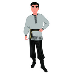 Men's folk national udmurt costume. Vector illustration