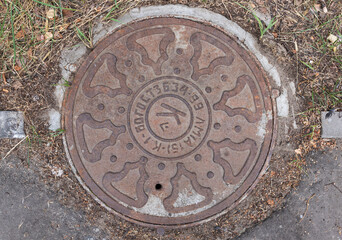 manhole cover in the street