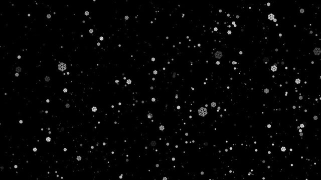 Snow Falling. Christmas Snowstorm. Particles and Snowflakes Swirling. Snow is Moving Through Space. 4k Motion Graphics Isolated on Alpha Channel