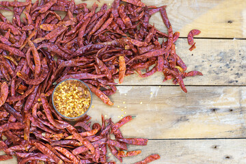 dried hot pepper on table, background