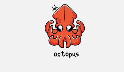 octopus red cute cartoon bright octopus