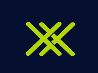 XX monogram logo.Letter x typographic icon.Lettering sign isolated on dark background.Alphabet initials.Modern, design, geometric, minimalist, decorative, tech style.