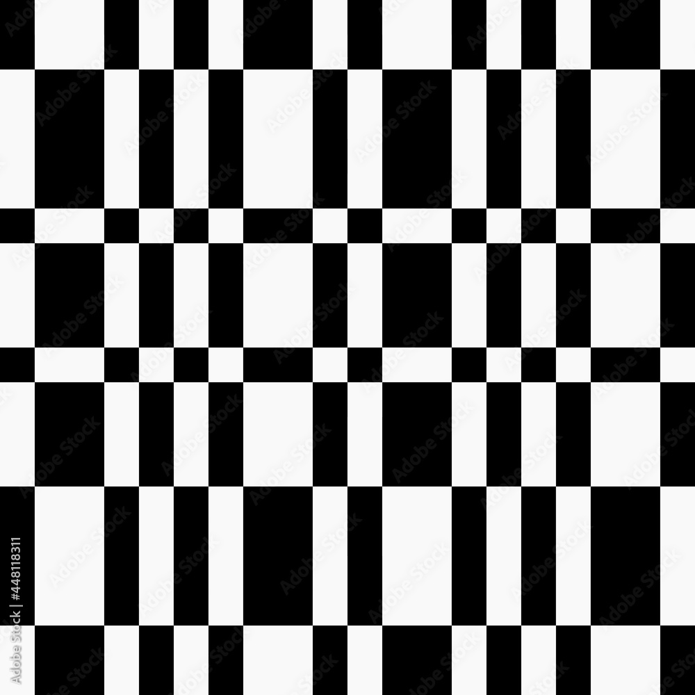 Poster checker squares and rectangles cells wallpaper. vector black and white chessboard canvas.