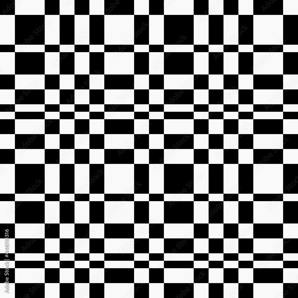 Aufkleber Break chess board. Vector squares and rectangles ornament. Seamless pattern checker shapes.