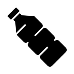 Plastic bottle in glyph style. Icon of bottle in black color. Simple flat illustration