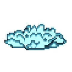 Big shiny glittering blue cloud, pixel art icon isolated on white background. Vector