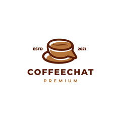 Coffee Chat Line Color Simple Fun Vintage Icon Illustration Logo Design Vector