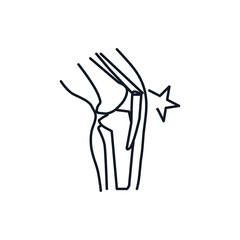 Knee pain thin line icon stock illustration