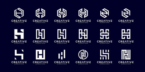 Set Initial H Abstract Logo Template