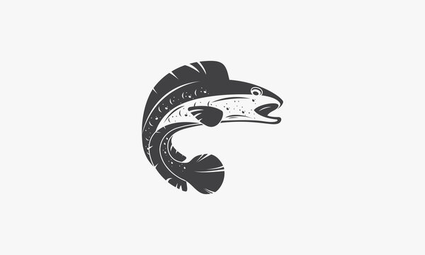channa snakehead fish logo isolated on white background.