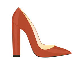 Red platform shoe. vector illustration