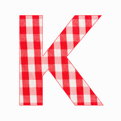 Lowercase letter k of the alphabet - Red checkered fabric tablecloth