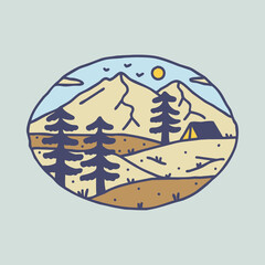 Camping adventure with beauty nature graphic illustration vector art t-shirt design