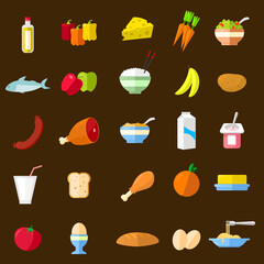 Fototapeta na wymiar Food Vector Icon Set Flat Color illustration