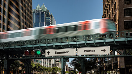 Street Sign to Summer versus Winter