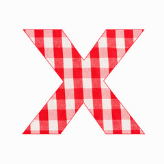 Lowercase letter x - Red checkered napkin background