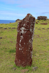 Female moai in the Vinapu ceremonial platform on Rapa Nui