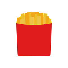 French fries in paper box. Isolated on white background. Vector illustration.